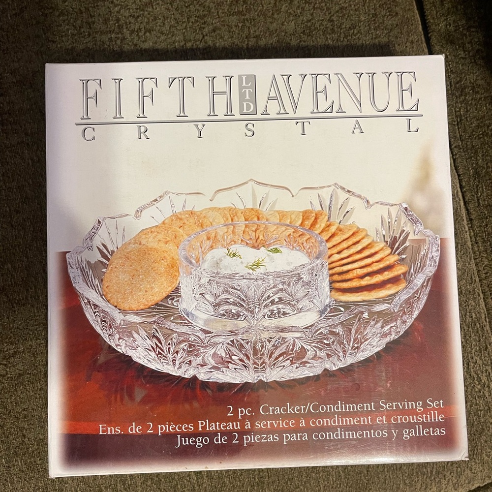 Saks Fifth Avenue Clear Crystal 2-Piece Cracker & Condiment Serving Set